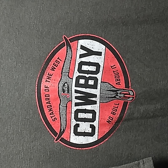 Men's NWOT Justin 3XL Cowboy shirt in gray & red. - Picture 2 of 4